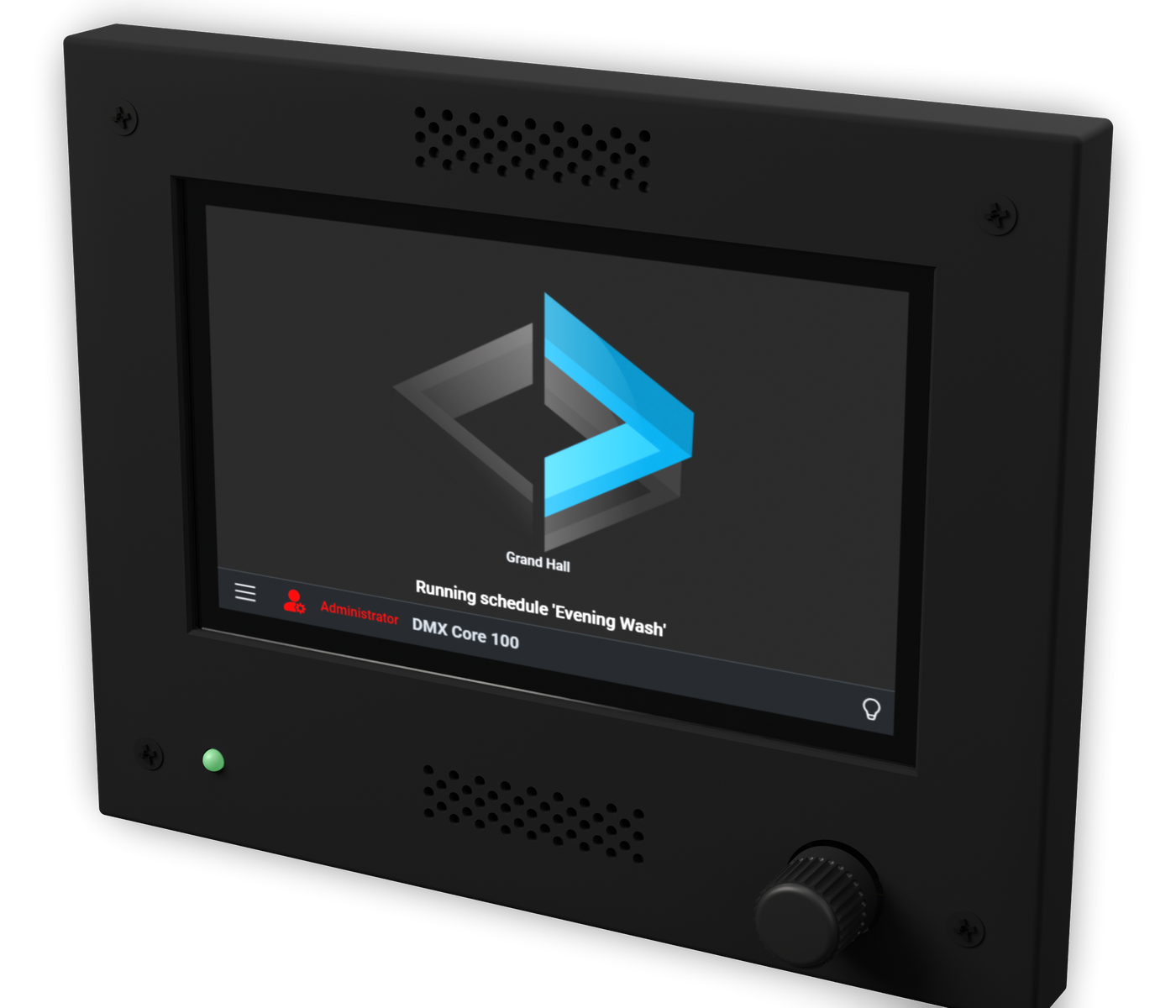DMX Core 100 4.3-inch: touchscreen, rotary knob and status LED in the black bezel