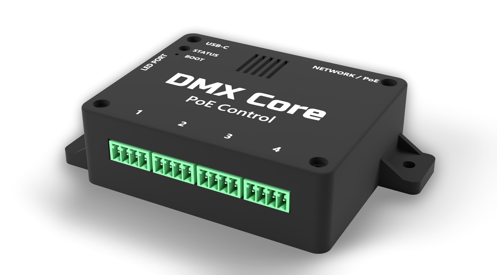 DMX Core PoE Control in its enclosure