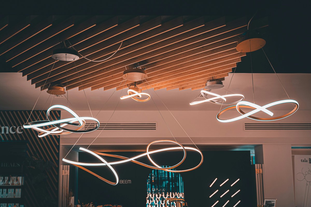 Retail store with commercial lighting