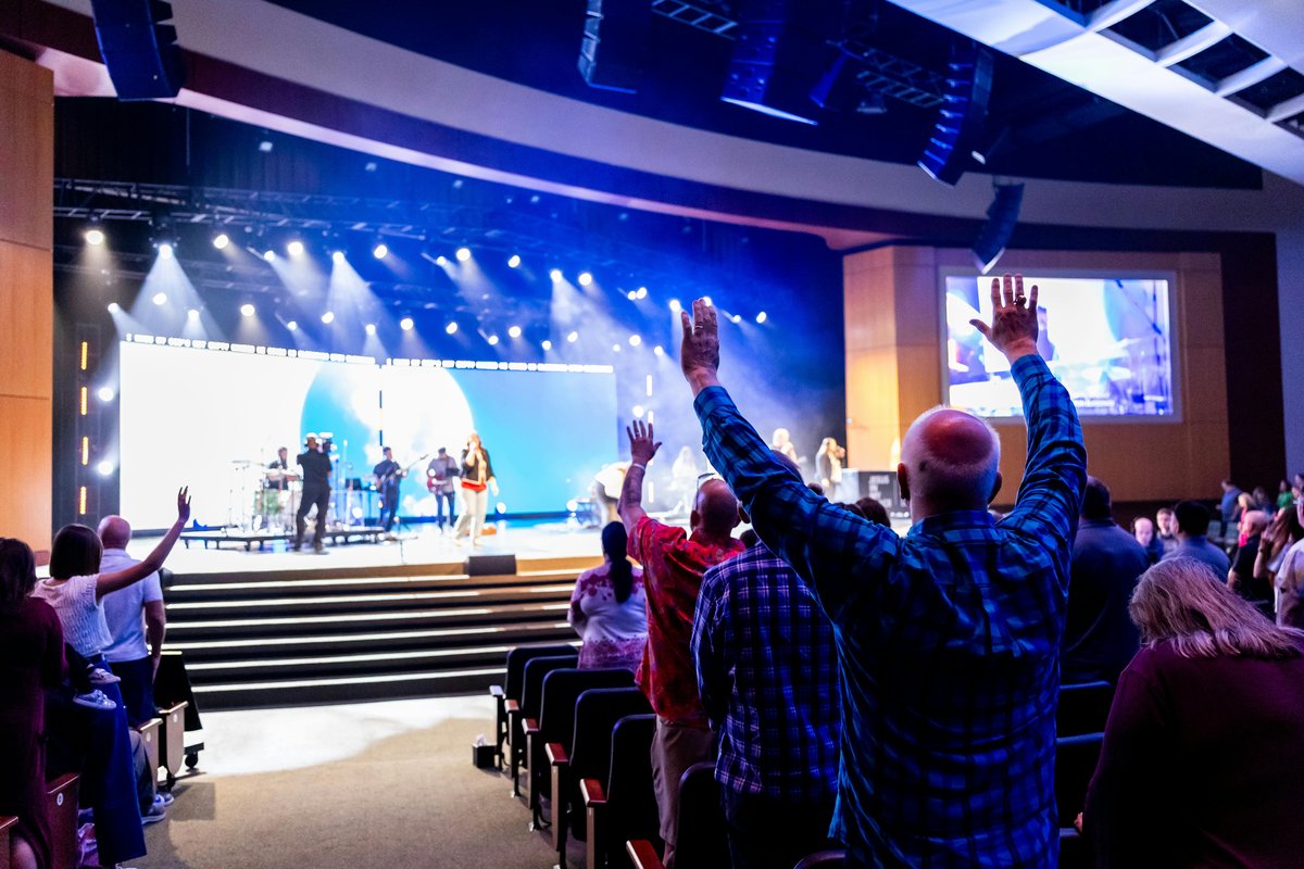 Church worship stage with lighting